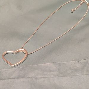Vintage Silver Tone Sliding Open Heart Pendant Necklace